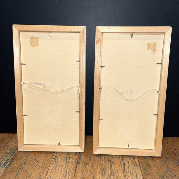 📍🧡M. MEDEIROS – Pair of Framed Vintage Prints – Girls with Swing & - Picture 3 of 7